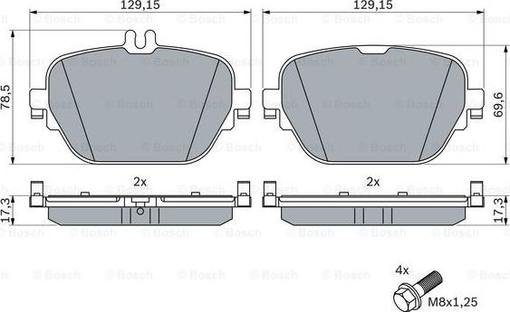 BOSCH 0 986 424 858 - Гальмівні колодки, дискові гальма autocars.com.ua