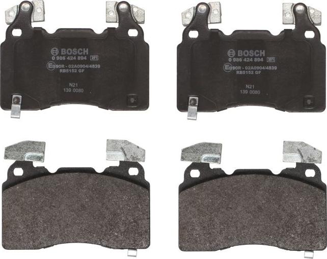 BOSCH 0 986 424 894 - Гальмівні колодки, дискові гальма autocars.com.ua