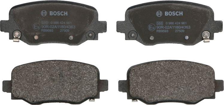 BOSCH 0 986 424 961 - Гальмівні колодки, дискові гальма autocars.com.ua
