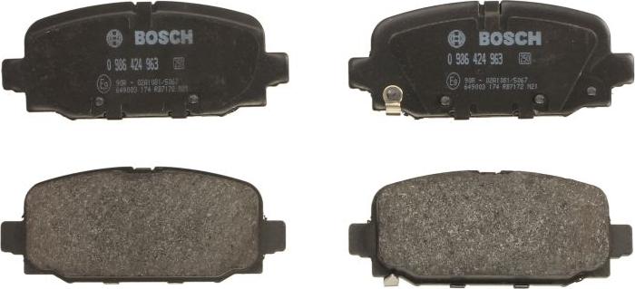 BOSCH 0 986 424 963 - Гальмівні колодки, дискові гальма autocars.com.ua