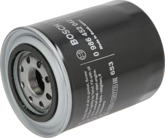 BOSCH 0 986 452 042 - Масляний фільтр autocars.com.ua