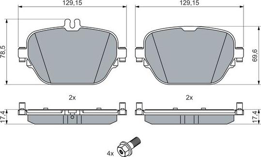 BOSCH 0 986 460 039 - Гальмівні колодки, дискові гальма autocars.com.ua