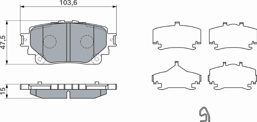 BOSCH 0 986 460 043 - Гальмівні колодки, дискові гальма autocars.com.ua