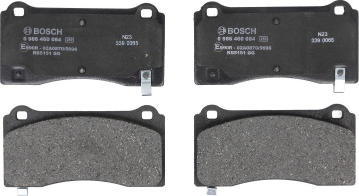 BOSCH 0 986 460 084 - Гальмівні колодки, дискові гальма autocars.com.ua