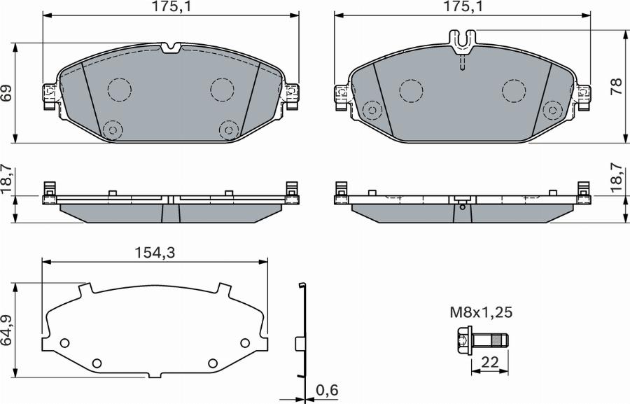 BOSCH 0 986 460 129 - Тормозные колодки, дисковые, комплект avtokuzovplus.com.ua