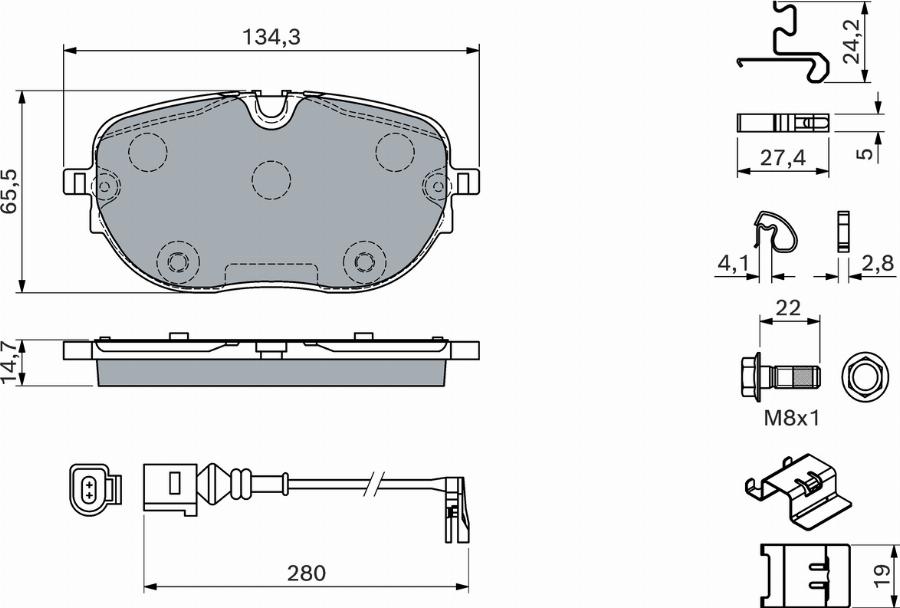 BOSCH 0 986 460 198 - Тормозные колодки, дисковые, комплект autodnr.net