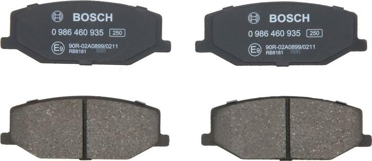 BOSCH 0 986 460 935 - Гальмівні колодки, дискові гальма autocars.com.ua