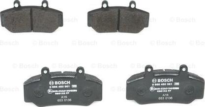 BOSCH 0 986 460 961 - Гальмівні колодки, дискові гальма autocars.com.ua