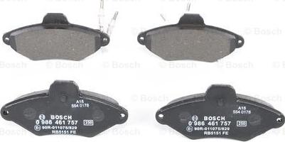 BOSCH 0 986 461 757 - Тормозные колодки, дисковые, комплект avtokuzovplus.com.ua