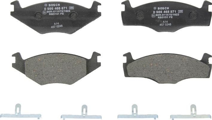BOSCH 0 986 468 871 - Гальмівні колодки, дискові гальма autocars.com.ua