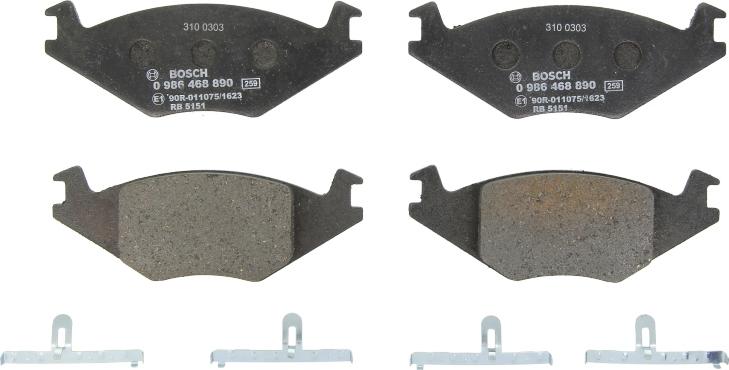 BOSCH 0 986 468 890 - Гальмівні колодки, дискові гальма autocars.com.ua