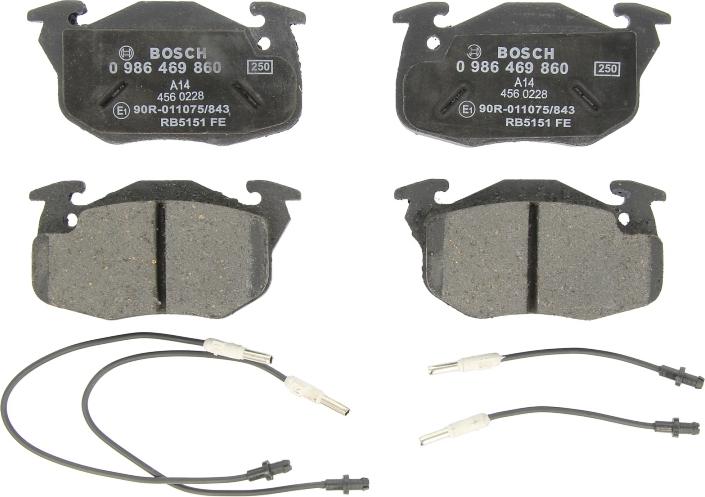 BOSCH 0 986 469 860 - Гальмівні колодки, дискові гальма autocars.com.ua