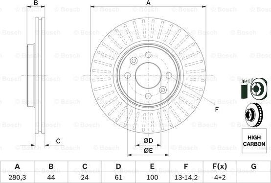 BOSCH 0 986 478 590 - Гальмівний диск autocars.com.ua