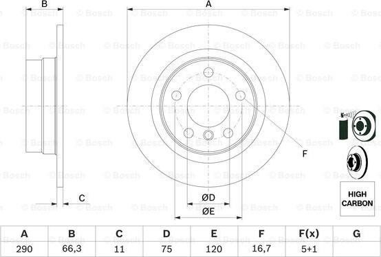 BOSCH 0 986 479 043 - Гальмівний диск autocars.com.ua