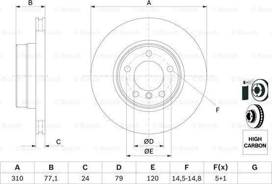 BOSCH 0 986 479 055 - Гальмівний диск autocars.com.ua