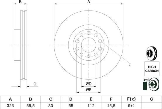 BOSCH 0 986 479 060 - Гальмівний диск autocars.com.ua