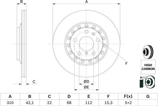 BOSCH 0 986 479 062 - Диск гальмівний autocars.com.ua