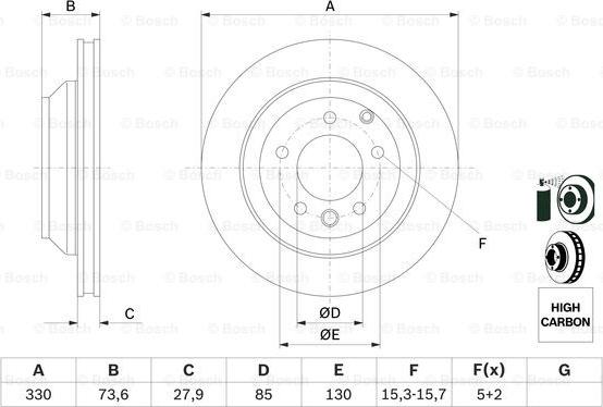 BOSCH 0 986 479 095 - Тормозной диск avtokuzovplus.com.ua