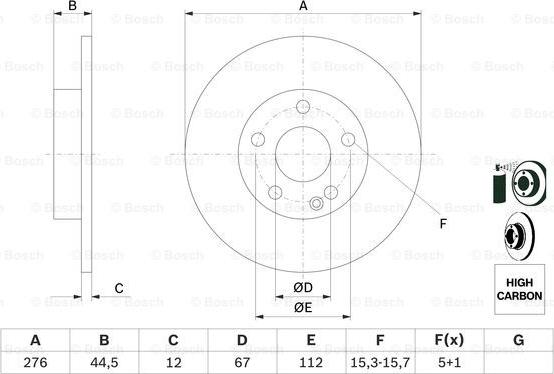 BOSCH 0 986 479 185 - Тормозной диск avtokuzovplus.com.ua