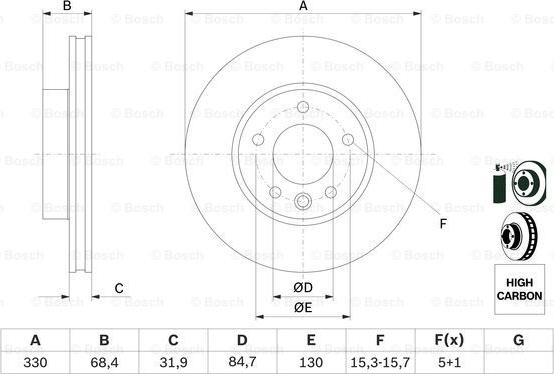 BOSCH 0 986 479 250 - Тормозной диск avtokuzovplus.com.ua