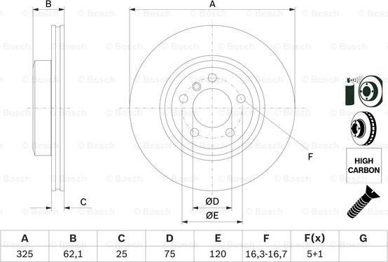 BOSCH 0 986 479 348 - Гальмівний диск autocars.com.ua