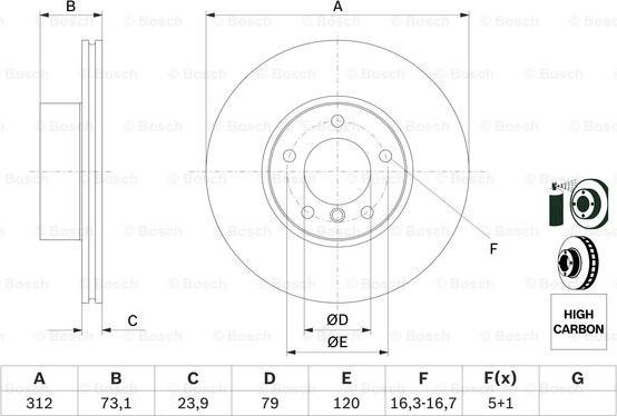 BOSCH 0 986 479 381 - Тормозной диск avtokuzovplus.com.ua