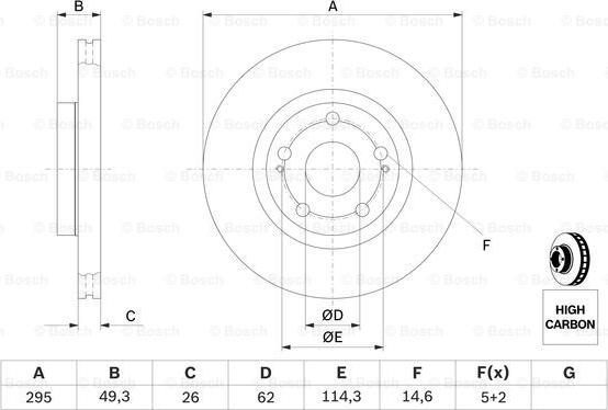 BOSCH 0 986 479 454 - Тормозной диск avtokuzovplus.com.ua