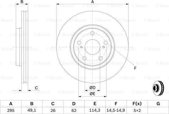 BOSCH 0 986 479 560 - Гальмівний диск autocars.com.ua