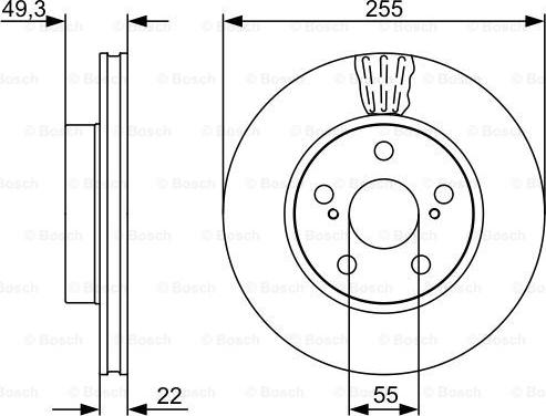 BOSCH 0 986 479 564 - ДИСК ГАЛЬМIВНИЙ ПЕРЕДНIЙ autocars.com.ua