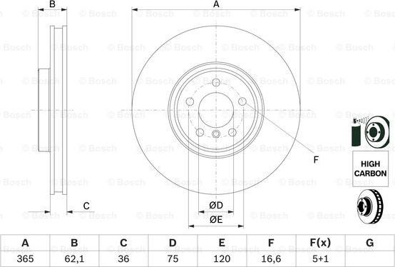 BOSCH 0 986 479 635 - Гальмівний диск autocars.com.ua