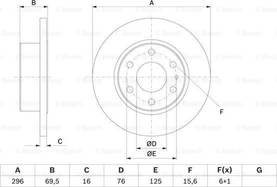 BOSCH 0 986 479 638 - Тормозной диск avtokuzovplus.com.ua