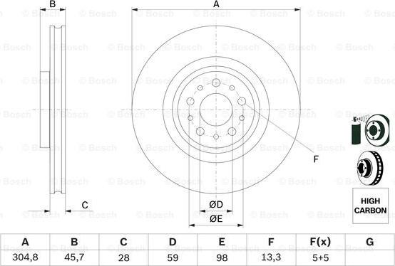 BOSCH 0 986 479 736 - Гальмівний диск autocars.com.ua