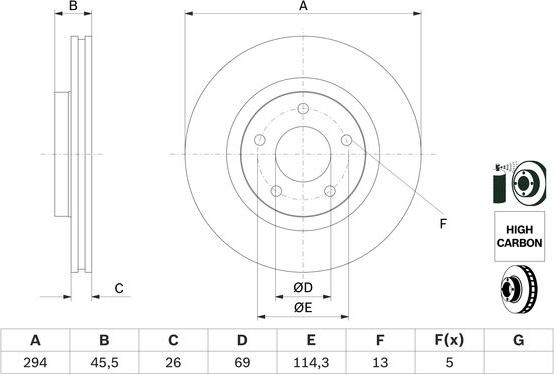 BOSCH 0 986 479 745 - Тормозной диск avtokuzovplus.com.ua