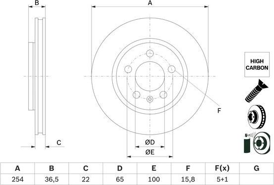 BOSCH 0 986 479 E01 - Гальмівний диск autocars.com.ua