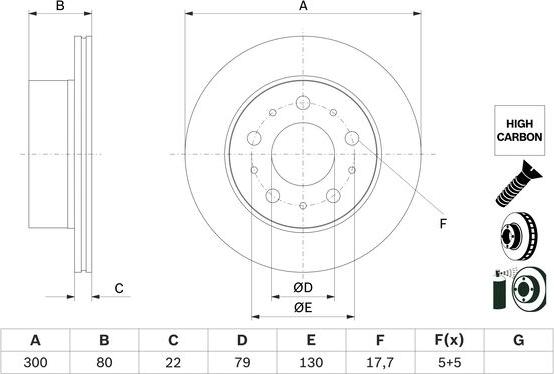 BOSCH 0 986 479 E02 - Гальмівний диск autocars.com.ua