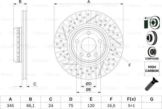 BOSCH 0 986 479 E05 - Тормозной диск avtokuzovplus.com.ua