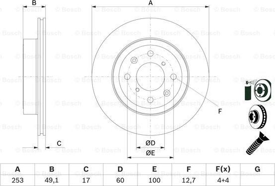 BOSCH 0 986 479 E75 - Гальмівний диск autocars.com.ua