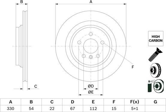 BOSCH 0 986 479 E97 - Гальмівний диск autocars.com.ua