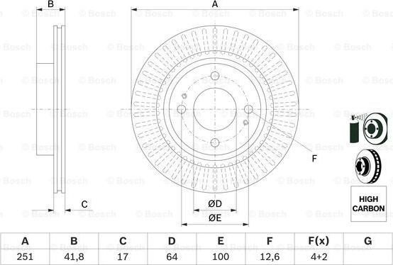 BOSCH 0 986 479 F14 - Тормозной диск avtokuzovplus.com.ua