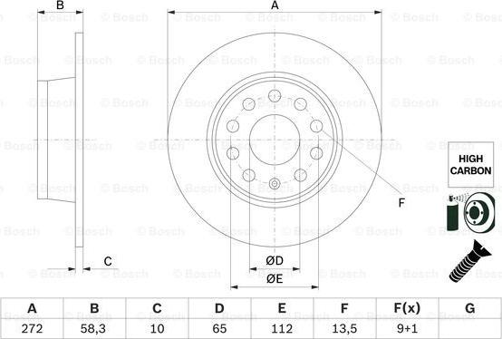 BOSCH 0 986 479 F23 - Гальмівний диск autocars.com.ua