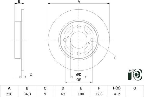 BOSCH 0 986 479 F38 - Гальмівний диск autocars.com.ua