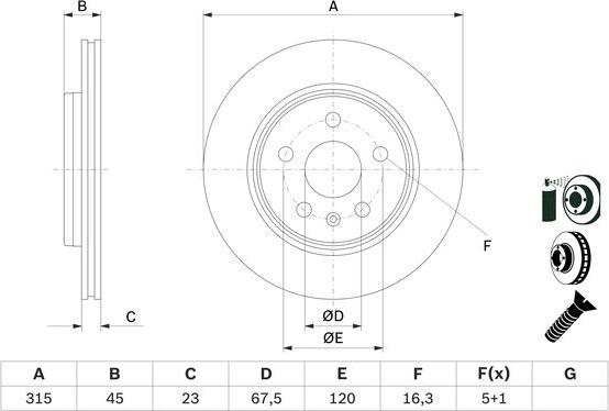 BOSCH 0 986 479 F53 - Тормозной диск avtokuzovplus.com.ua