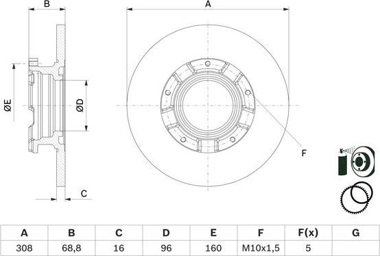 BOSCH 0 986 479 F62 - Гальмівний диск autocars.com.ua