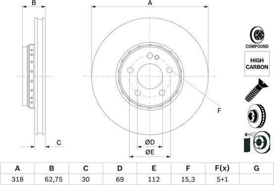 BOSCH 0 986 479 G34 - Гальмівний диск autocars.com.ua