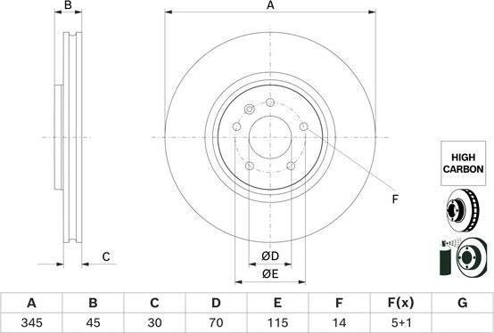 BOSCH 0 986 479 G69 - Гальмівний диск autocars.com.ua