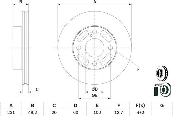 BOSCH 0 986 479 G91 - Гальмівний диск autocars.com.ua