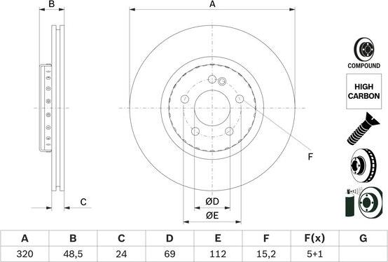 BOSCH 0 986 479 H43 - Гальмівний диск autocars.com.ua