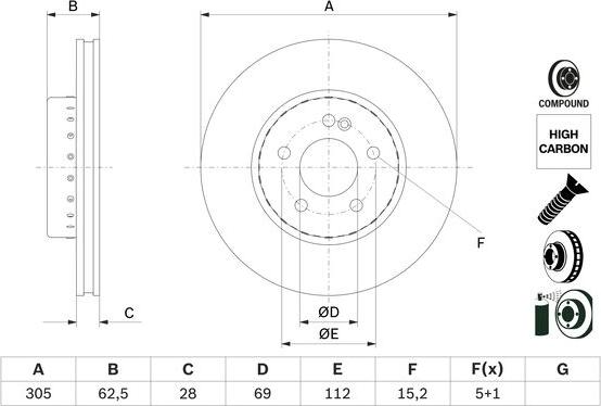 BOSCH 0 986 479 H46 - Гальмівний диск autocars.com.ua