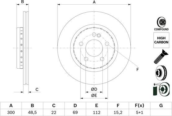 BOSCH 0 986 479 H50 - Гальмівний диск autocars.com.ua