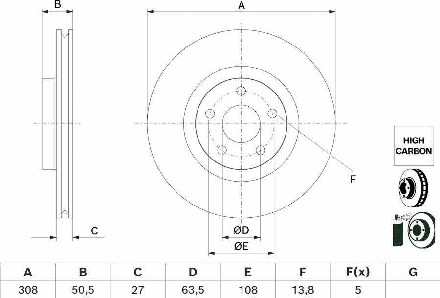 BOSCH 0 986 479 H51 - Тормозной диск avtokuzovplus.com.ua